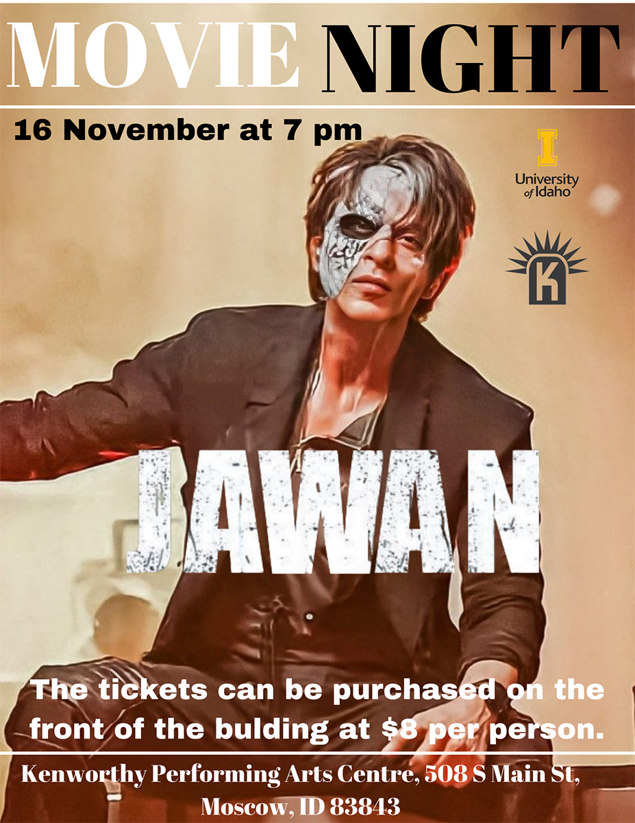 Included is a poster displaying Shah Rukh Khan striking an imposing pose for his new movie.