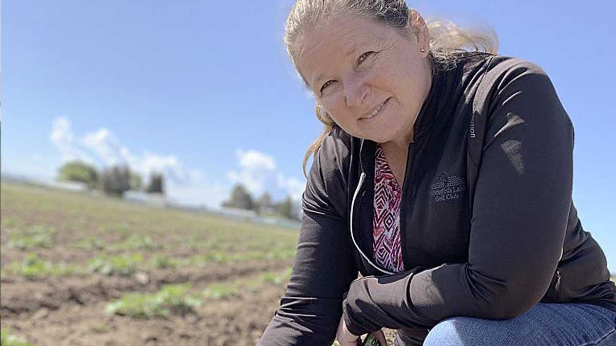 A woman in a field