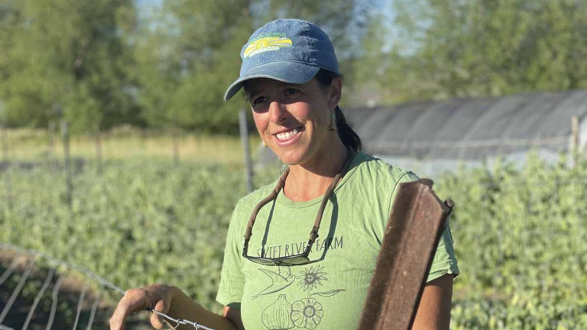 A woman at a farm