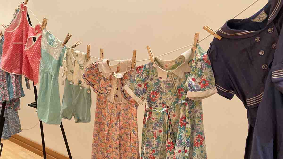 Dresses hanging on a line