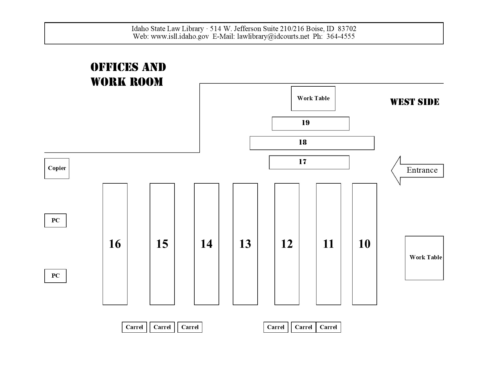 Idaho State Law Library Map of West Section