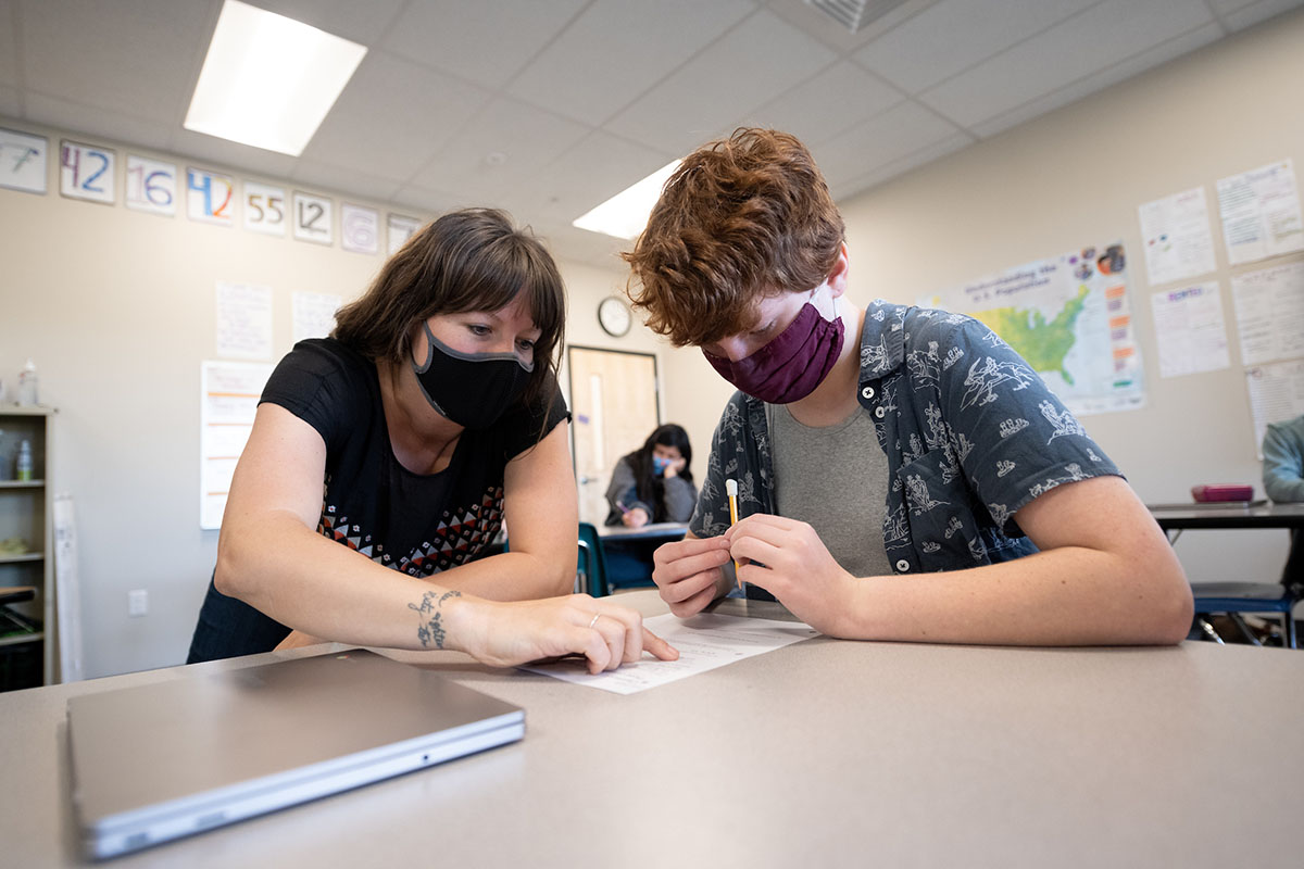 Erin Corwine with student