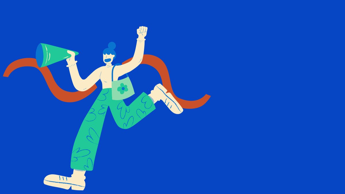 Animated character looking happy