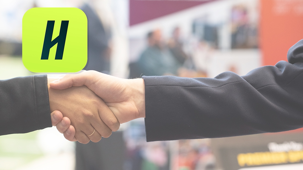 Hands shaking with U of I career management system, Handshake, logo featured