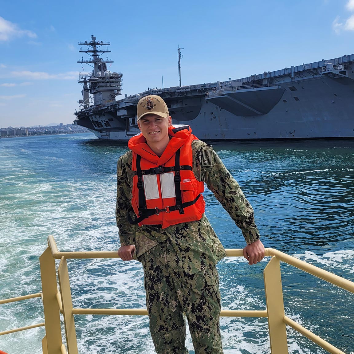 Ethan Tomczyk on a boat.