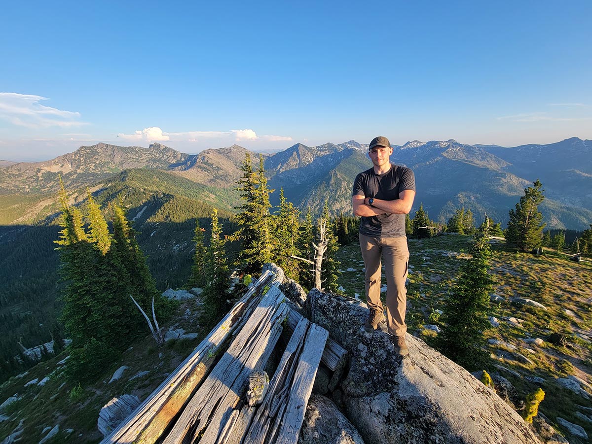 Logan Tompkins on a mountain.