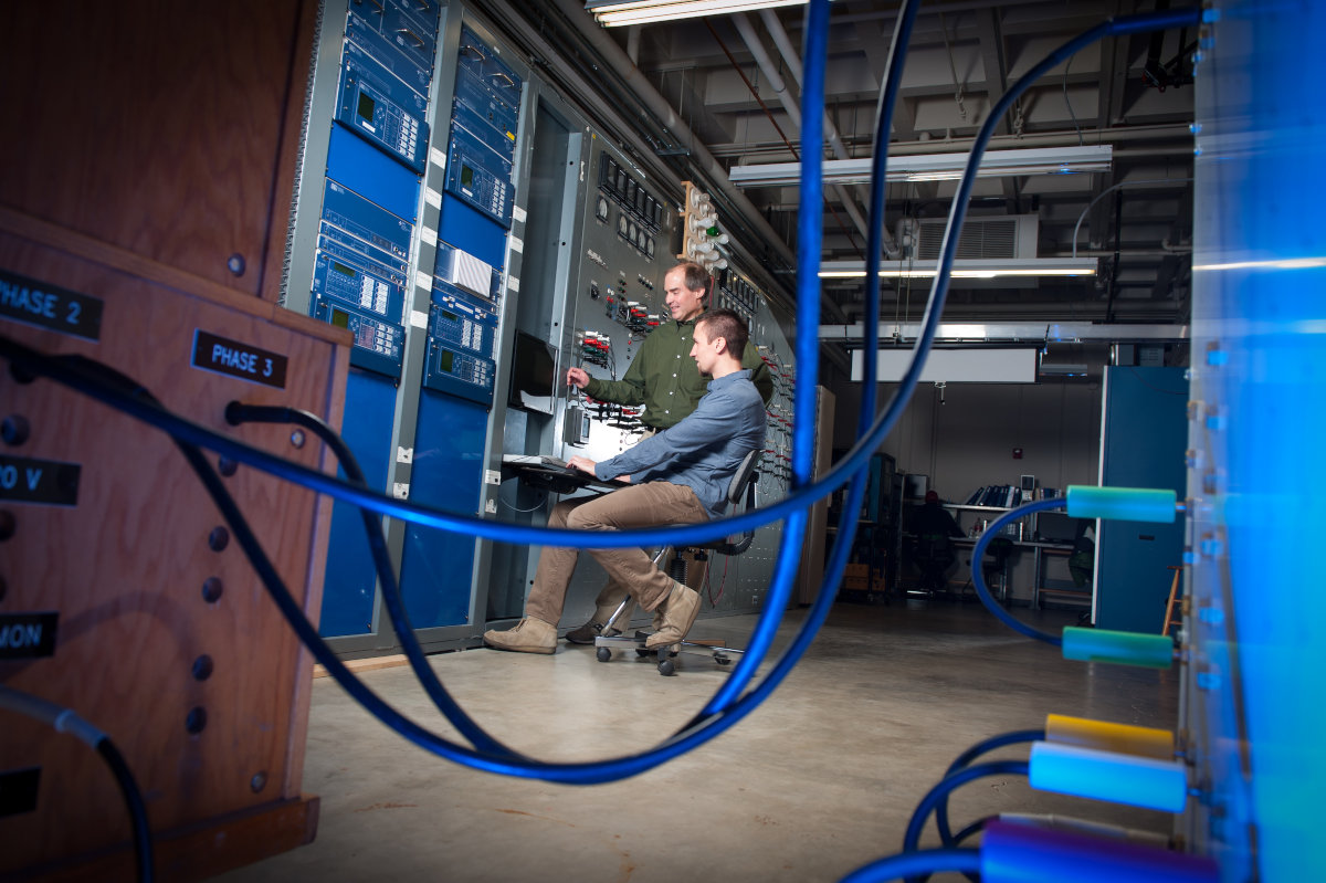 Student in power lab