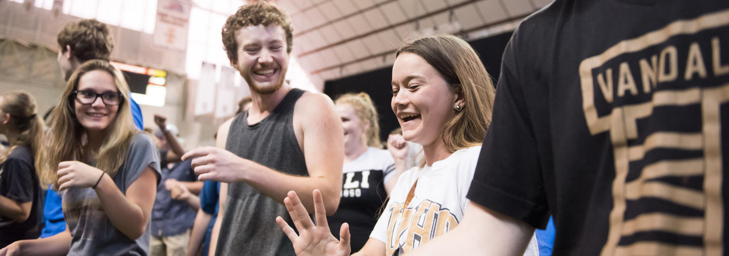 Students dancing in the Kibbie Dome