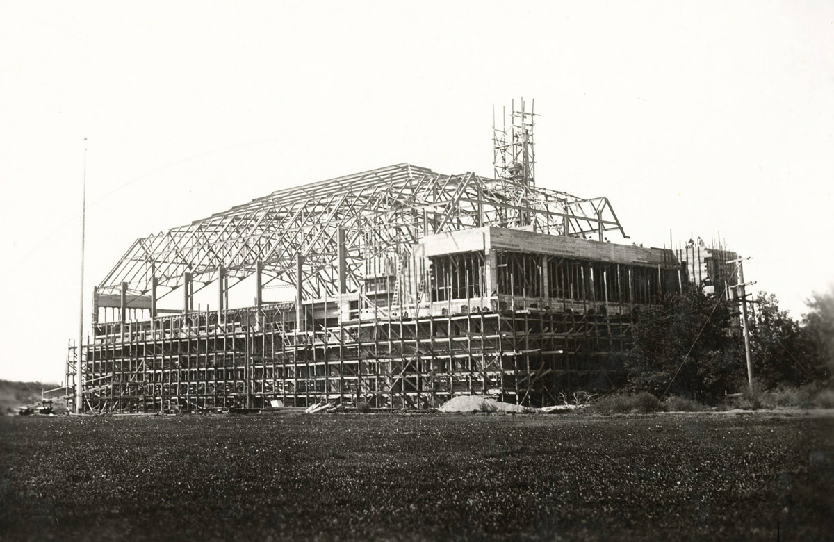 Memorial Gym amid construction