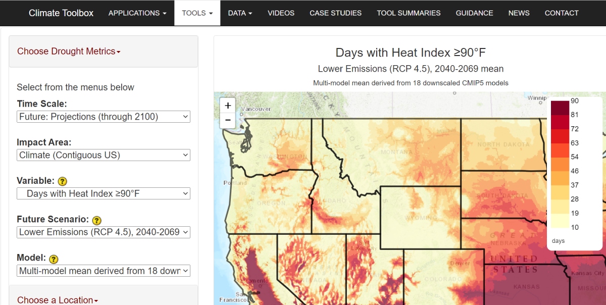 days with heat index over 90 F